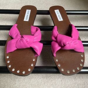 STEVE MADDEN Women Marisole Leather Gemstone Slide Sandals - NEW NWOB